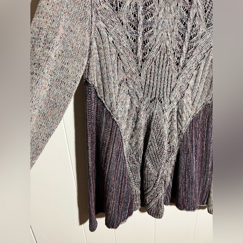 Anthropologie Moth anita tunic sweater in purple long sleeve crochet texture - Picture 3 of 6